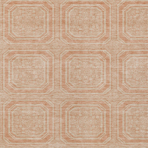 HomeRoots 5' Peach and Beige Geometric Area Rug - Durable, Washable Indoor/Outdoor Design for Modern Spaces 9' X 12' 610845