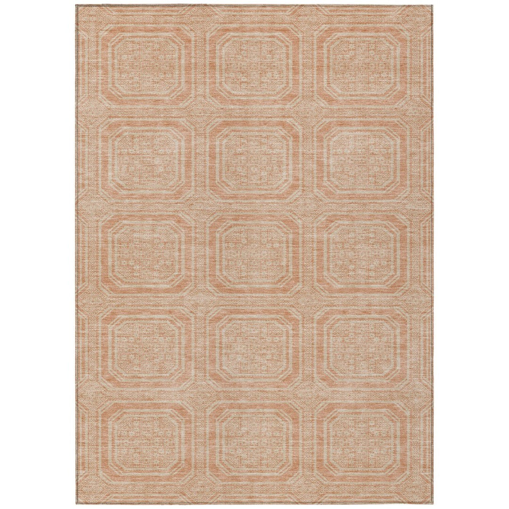 HomeRoots 5' Peach and Beige Geometric Area Rug - Durable, Washable Indoor/Outdoor Design for Modern Spaces 10' X 14' 610846