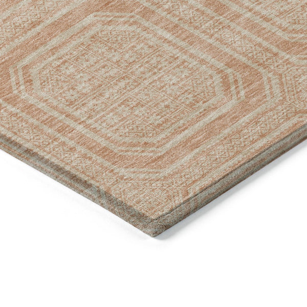HomeRoots 5' Peach and Beige Geometric Area Rug - Durable, Washable Indoor/Outdoor Design for Modern Spaces 10' X 14' 610846