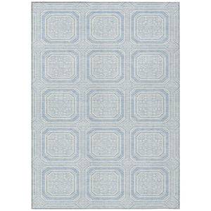 HomeRoots 5' Sky Blue and Ivory Geometric Area Rug - Stylish, Washable Design for Indoor and Outdoor Use 5' X 8' 610854