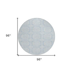 HomeRoots 5' Sky Blue and Ivory Geometric Area Rug - Stylish, Washable Design for Indoor and Outdoor Use 8' Round 610855