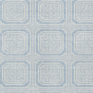 HomeRoots 5' Sky Blue and Ivory Geometric Area Rug - Stylish, Washable Design for Indoor and Outdoor Use 8' X 10' 610856