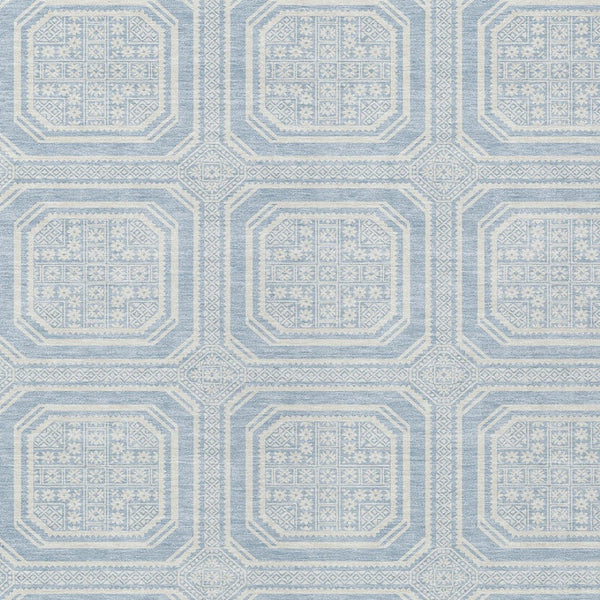 HomeRoots 5' Sky Blue and Ivory Geometric Area Rug - Stylish, Washable Design for Indoor and Outdoor Use 8' X 10' 610856
