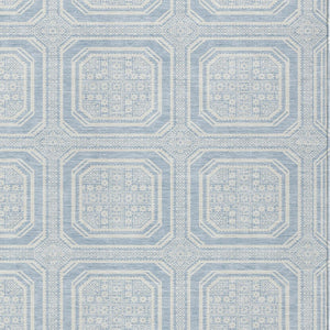 HomeRoots 5' Sky Blue and Ivory Geometric Area Rug - Stylish, Washable Design for Indoor and Outdoor Use 9' X 12' 610857