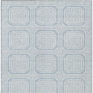 HomeRoots 5' Sky Blue and Ivory Geometric Area Rug - Stylish, Washable Design for Indoor and Outdoor Use 10' X 14' 610858