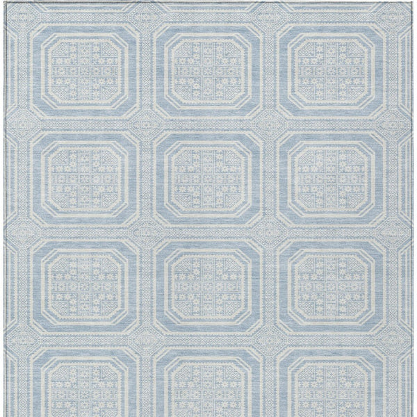 HomeRoots 5' Sky Blue and Ivory Geometric Area Rug - Stylish, Washable Design for Indoor and Outdoor Use 10' X 14' 610858