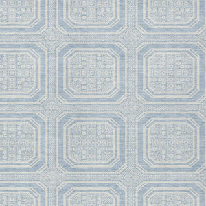 HomeRoots 5' Sky Blue and Ivory Geometric Area Rug - Stylish, Washable Design for Indoor and Outdoor Use 10' X 14' 610858