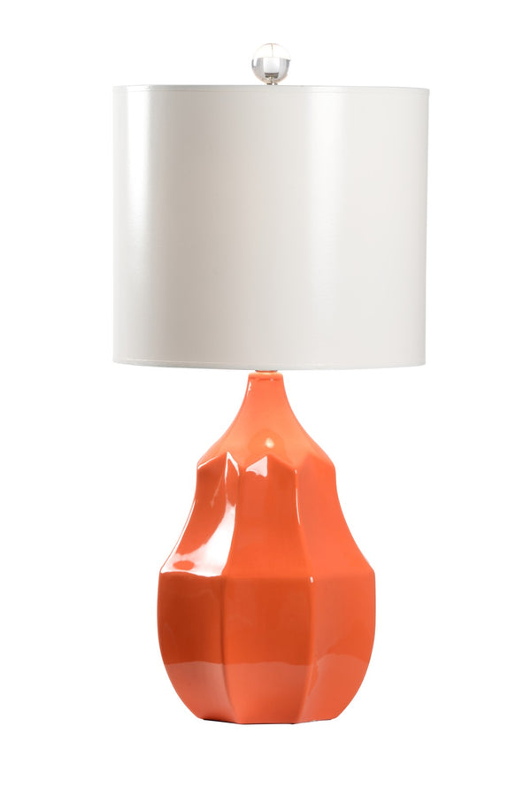 Wildwood Soft Glow Lamp Textured Orange Ceramic Base With White Drum Shade — Warm Ambient Light For Bedside, Living Room 61086