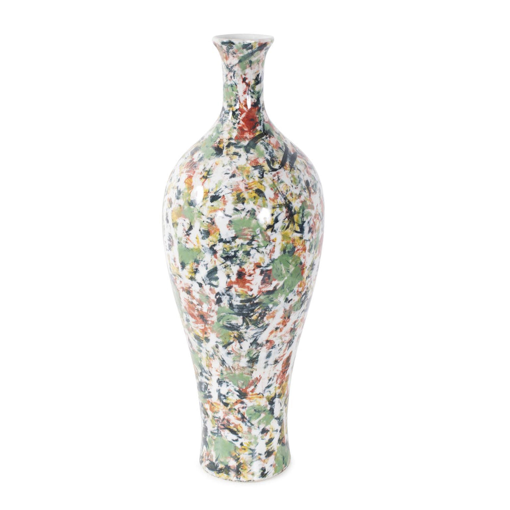 Howard Elliott Jardin Exquisite White Vase With Vibrant Colorful Brush Strokes For Stunning Home Decor Elegance Multi Ceramic 61086-howard-elliott