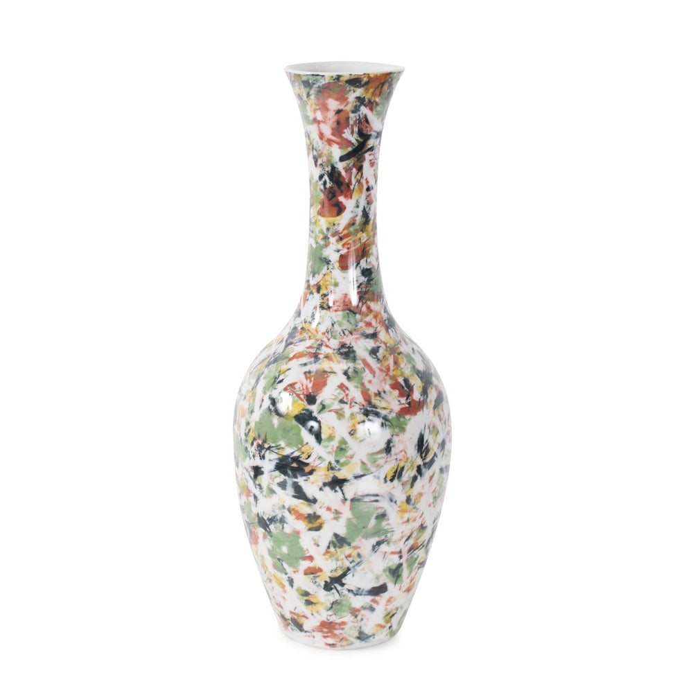 Howard Elliott Jardin Exquisite White Vase With Vibrant Colorful Brush Strokes For Stunning Home Decor Elegance Multi Ceramic 61086-howard-elliott
