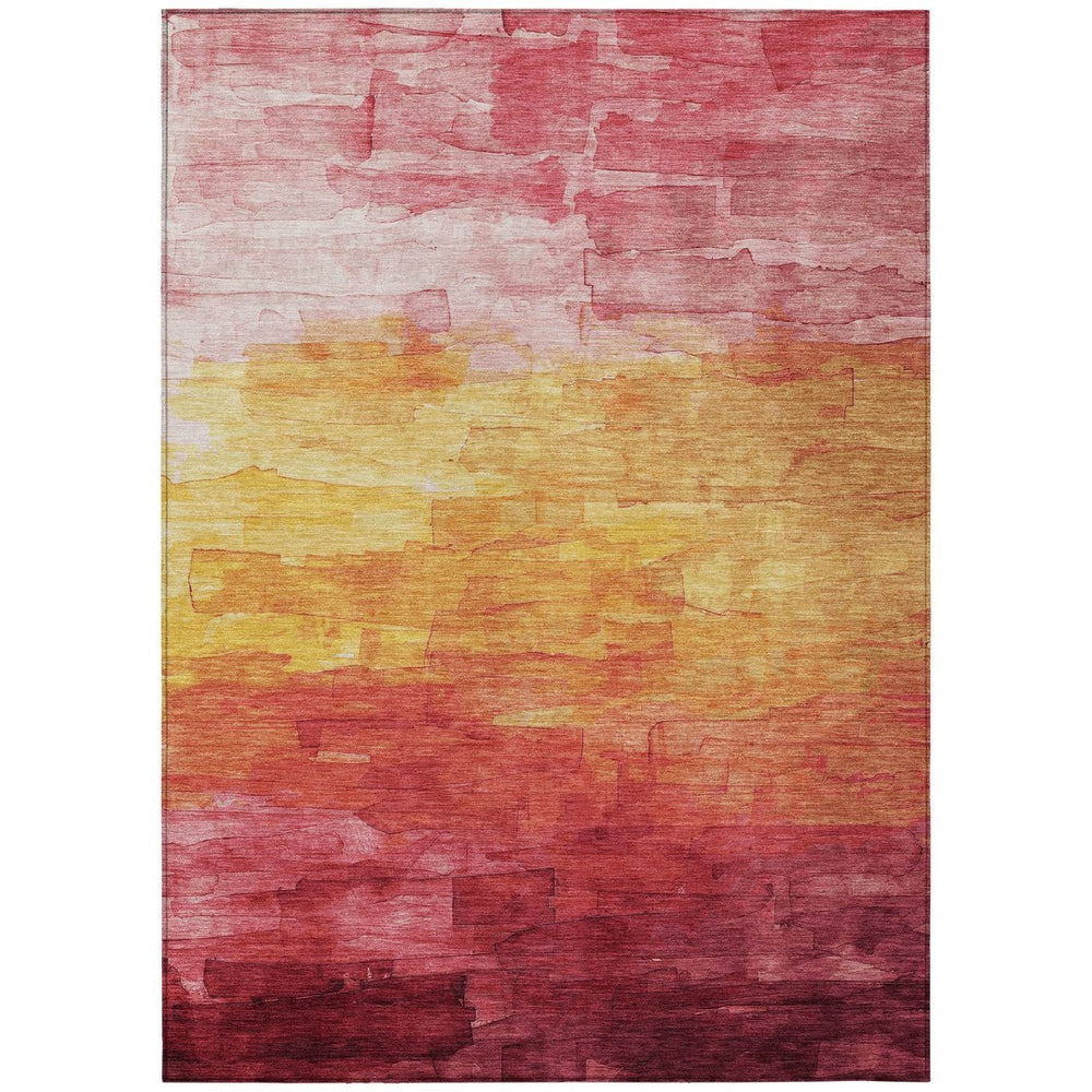 HomeRoots 5' Blush and Pink Striped Washable Area Rug for Indoor and Outdoor Use – Elegant, Durable, Easy Care 10' X 14' 610876