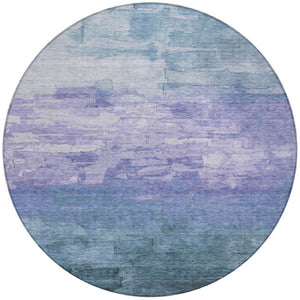 HomeRoots 5' Durable Denim Blue and Sky Blue Striped Rug - Versatile Indoor/Outdoor Style for Any Space 8' Round 610879