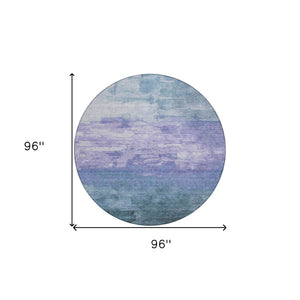 HomeRoots 5' Durable Denim Blue and Sky Blue Striped Rug - Versatile Indoor/Outdoor Style for Any Space 8' Round 610879
