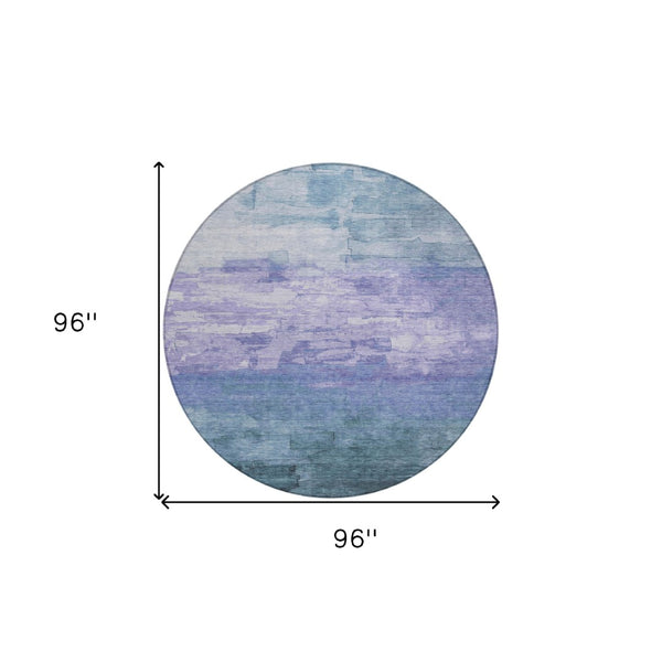 HomeRoots 5' Durable Denim Blue and Sky Blue Striped Rug - Versatile Indoor/Outdoor Style for Any Space 8' Round 610879