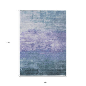 HomeRoots 5' Durable Denim Blue and Sky Blue Striped Rug - Versatile Indoor/Outdoor Style for Any Space 8' X 10' 610880