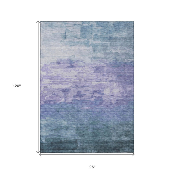HomeRoots 5' Durable Denim Blue and Sky Blue Striped Rug - Versatile Indoor/Outdoor Style for Any Space 8' X 10' 610880