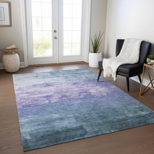HomeRoots 5' Durable Denim Blue and Sky Blue Striped Rug - Versatile Indoor/Outdoor Style for Any Space 8' X 10' 610880