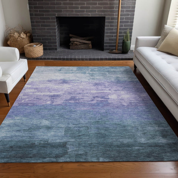 HomeRoots 5' Durable Denim Blue and Sky Blue Striped Rug - Versatile Indoor/Outdoor Style for Any Space 8' X 10' 610880