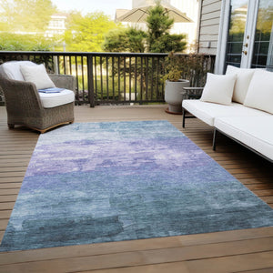 HomeRoots 5' Durable Denim Blue and Sky Blue Striped Rug - Versatile Indoor/Outdoor Style for Any Space 9' X 12' 610881