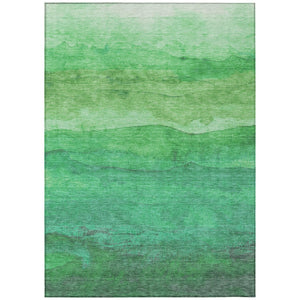 HomeRoots 5' Striped Washable Indoor Outdoor Area Rug in Green and Teal – Durable, Stylish, Easy Care Design 9' X 12' 610887