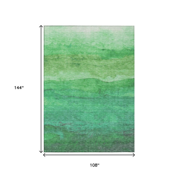 HomeRoots 5' Striped Washable Indoor Outdoor Area Rug in Green and Teal – Durable, Stylish, Easy Care Design 9' X 12' 610887
