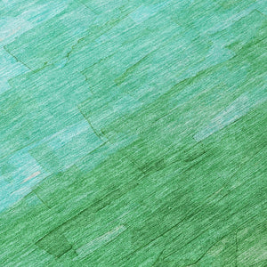 HomeRoots 5' Striped Washable Indoor Outdoor Area Rug in Green and Teal – Durable, Stylish, Easy Care Design 9' X 12' 610887