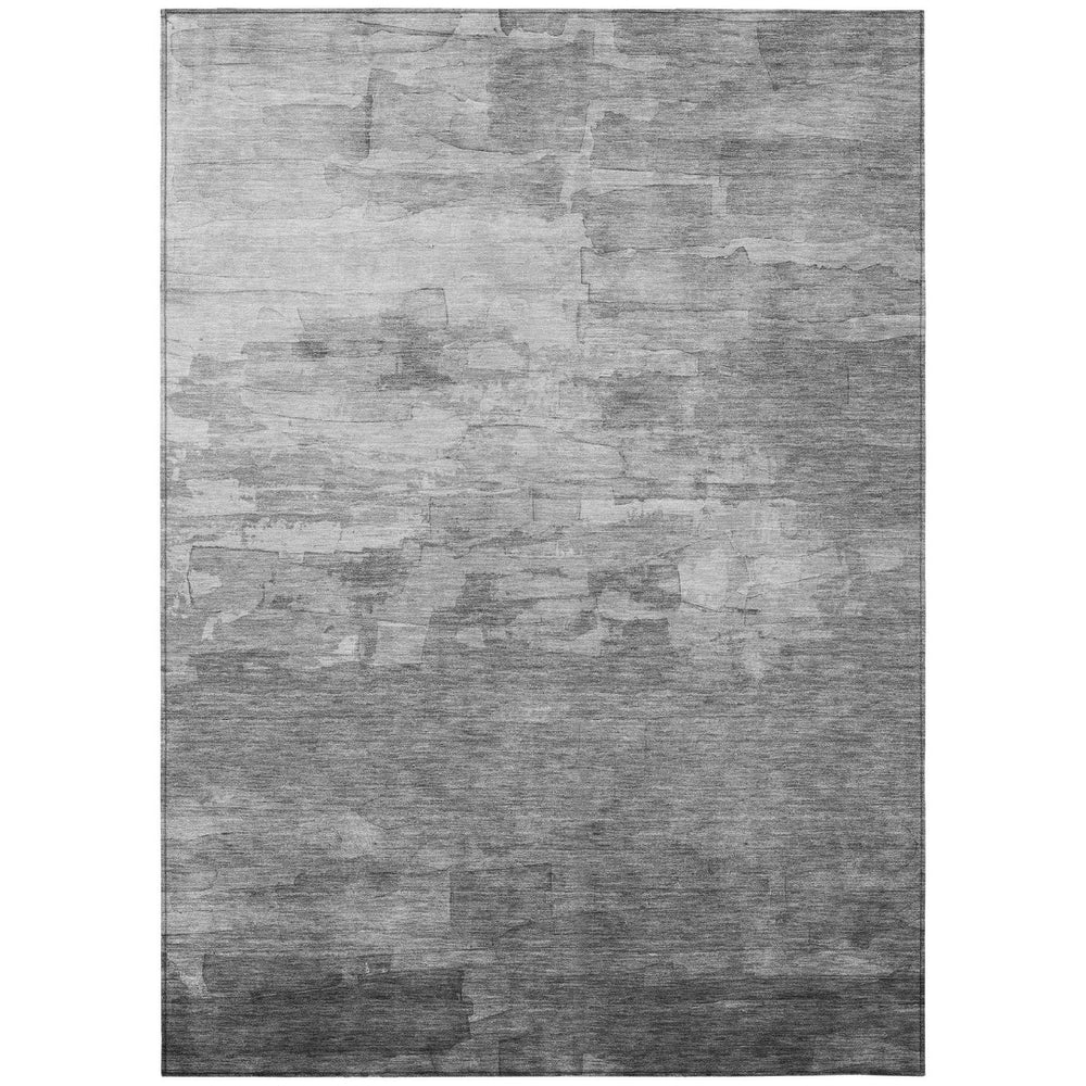 HomeRoots 5' Gray and Silver Striped Indoor Outdoor Area Rug - Stylish, Durable, Washable for High-Traffic Spaces 5' X 8' 610890