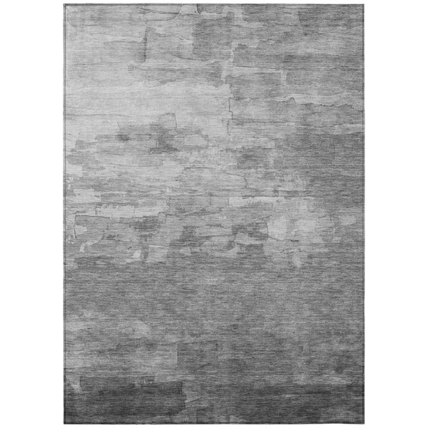 HomeRoots 5' Gray and Silver Striped Indoor Outdoor Area Rug - Stylish, Durable, Washable for High-Traffic Spaces 8' X 10' 610892