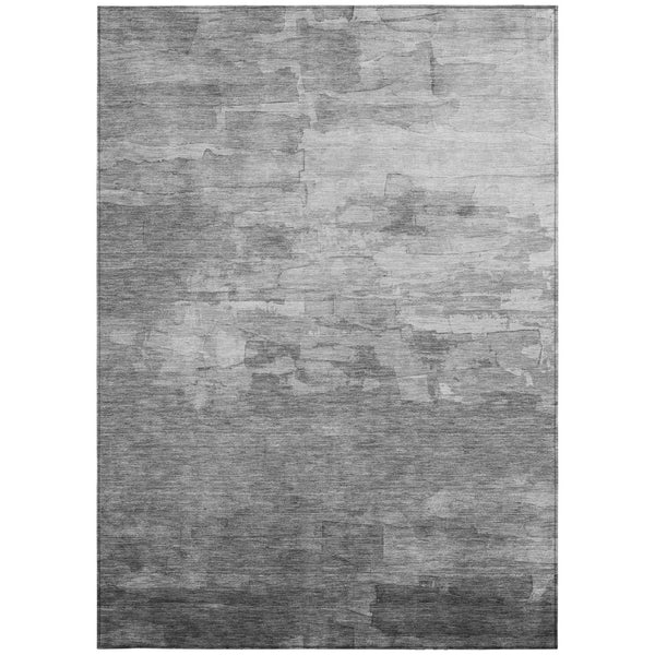 HomeRoots 5' Gray and Silver Striped Indoor Outdoor Area Rug - Stylish, Durable, Washable for High-Traffic Spaces 8' X 10' 610892
