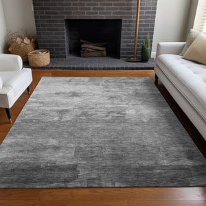 HomeRoots 5' Gray and Silver Striped Indoor Outdoor Area Rug - Stylish, Durable, Washable for High-Traffic Spaces 8' X 10' 610892