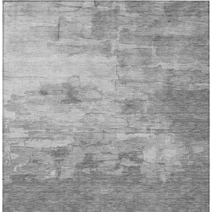HomeRoots 5' Gray and Silver Striped Indoor Outdoor Area Rug - Stylish, Durable, Washable for High-Traffic Spaces 9' X 12' 610893