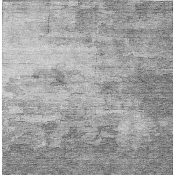 HomeRoots 5' Gray and Silver Striped Indoor Outdoor Area Rug - Stylish, Durable, Washable for High-Traffic Spaces 9' X 12' 610893