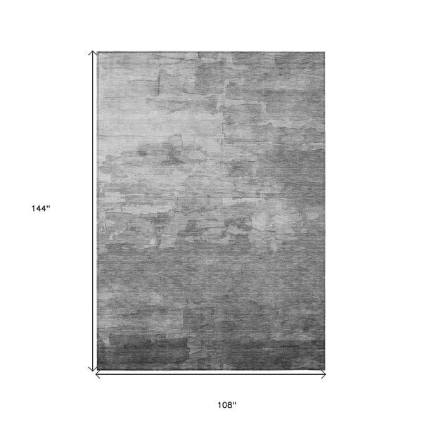 HomeRoots 5' Gray and Silver Striped Indoor Outdoor Area Rug - Stylish, Durable, Washable for High-Traffic Spaces 9' X 12' 610893
