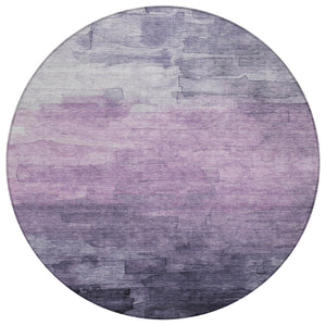 HomeRoots 5' Striped Indoor Outdoor Area Rug in Lavender and Lilac - Durable, Washable, Versatile Design 8' Round 610897