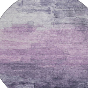 HomeRoots 5' Striped Indoor Outdoor Area Rug in Lavender and Lilac - Durable, Washable, Versatile Design 8' Round 610897