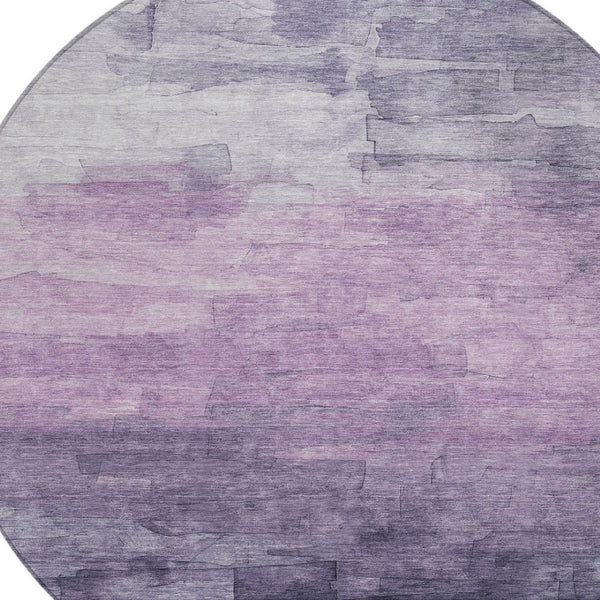 HomeRoots 5' Striped Indoor Outdoor Area Rug in Lavender and Lilac - Durable, Washable, Versatile Design 8' Round 610897