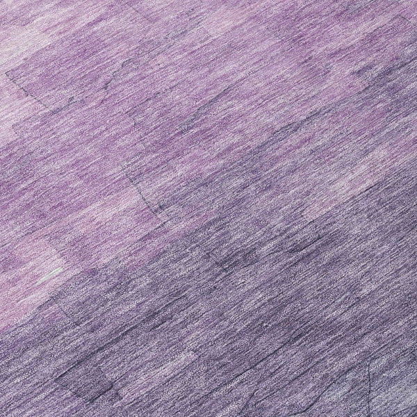 HomeRoots 5' Striped Indoor Outdoor Area Rug in Lavender and Lilac - Durable, Washable, Versatile Design 8' Round 610897