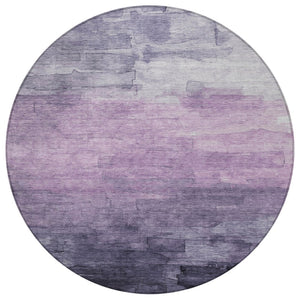 HomeRoots 5' Striped Indoor Outdoor Area Rug in Lavender and Lilac - Durable, Washable, Versatile Design 8' Round 610897