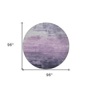 HomeRoots 5' Striped Indoor Outdoor Area Rug in Lavender and Lilac - Durable, Washable, Versatile Design 8' Round 610897