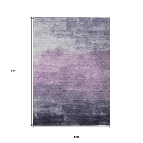HomeRoots 5' Striped Indoor Outdoor Area Rug in Lavender and Lilac - Durable, Washable, Versatile Design 9' X 12' 610899