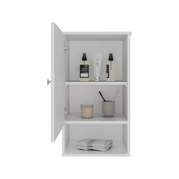 English Elm Medicine Cabinet Porto White - Engineered Wood Bath Storage, Soft-Close Door, 3 Shelves, Slim Design B092P238698