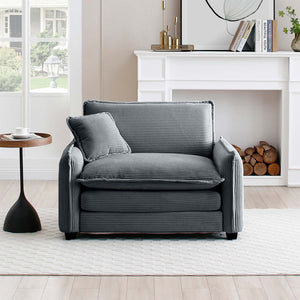 English Elm Comfortable Single Deep Seat Sofa In Soft Grey Corduroy - Stylish Accent For Living Rooms & More! W714S00743