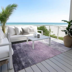 HomeRoots 5' Striped Indoor Outdoor Area Rug in Lavender and Lilac - Durable, Washable, Versatile Design 10' X 14' 610900