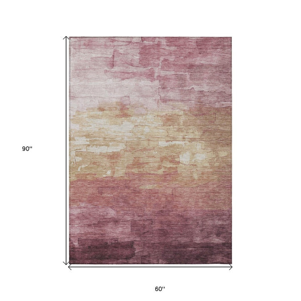 HomeRoots 5' Stylish Mauve and Pink Striped Area Rug – Durable, Washable Design for Indoor and Outdoor Spaces 5' X 8' 610902