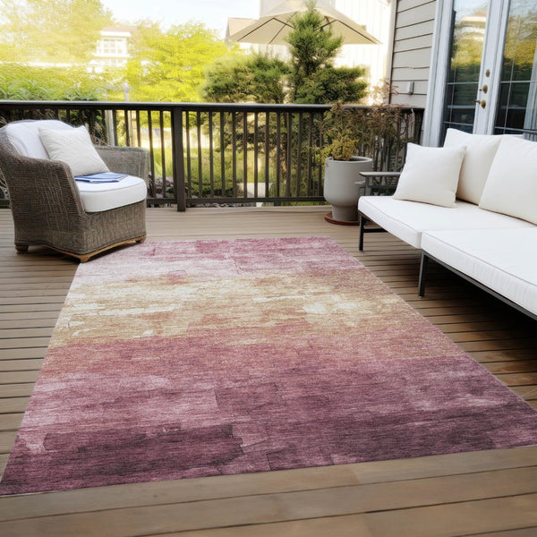 HomeRoots 5' Stylish Mauve and Pink Striped Area Rug – Durable, Washable Design for Indoor and Outdoor Spaces 5' X 8' 610902