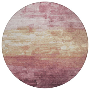 HomeRoots 5' Stylish Mauve and Pink Striped Area Rug – Durable, Washable Design for Indoor and Outdoor Spaces 8' Round 610903