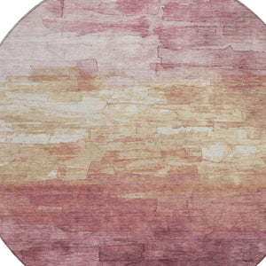 HomeRoots 5' Stylish Mauve and Pink Striped Area Rug – Durable, Washable Design for Indoor and Outdoor Spaces 8' Round 610903