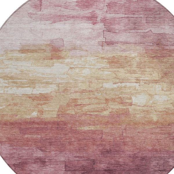 HomeRoots 5' Stylish Mauve and Pink Striped Area Rug – Durable, Washable Design for Indoor and Outdoor Spaces 8' Round 610903