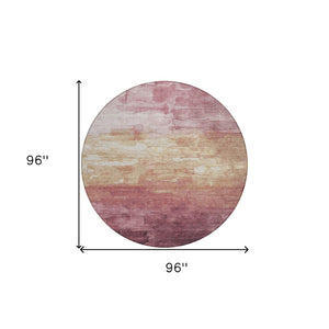 HomeRoots 5' Stylish Mauve and Pink Striped Area Rug – Durable, Washable Design for Indoor and Outdoor Spaces 8' Round 610903