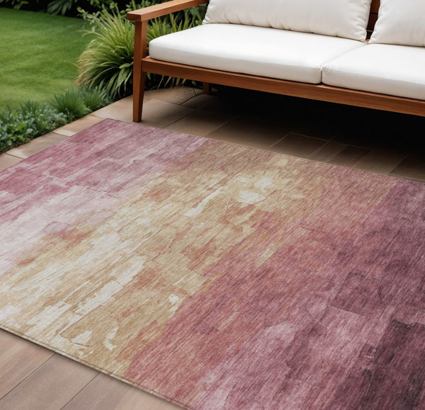 HomeRoots 5' Stylish Mauve and Pink Striped Area Rug – Durable, Washable Design for Indoor and Outdoor Spaces 9' X 12' 610905